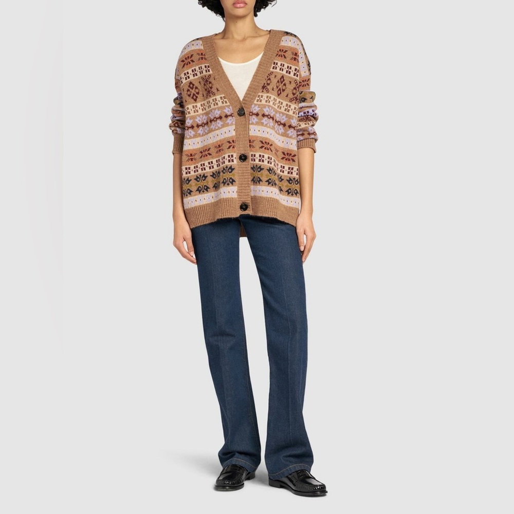NWT Weekend Max Mara Eccelso Jacquard Alpaca & Wool Blend Cardigan - Picture 6 of 7